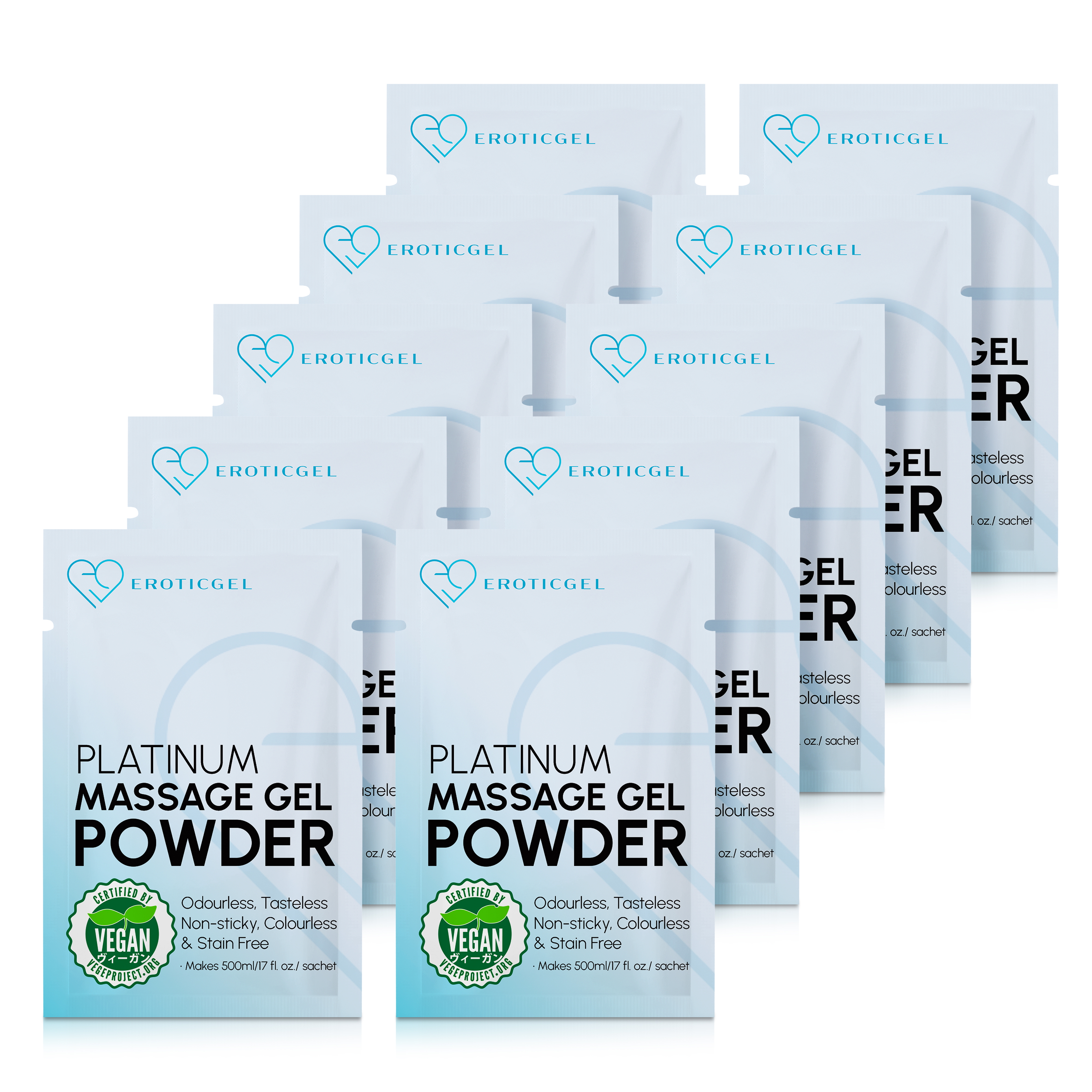 EROTICGEL «Platinum Massage Gel Powder» Travel Pack, japanisches Massagegel-Pulver aus natürlichen Inhaltsstoffen, 10x5g (13)